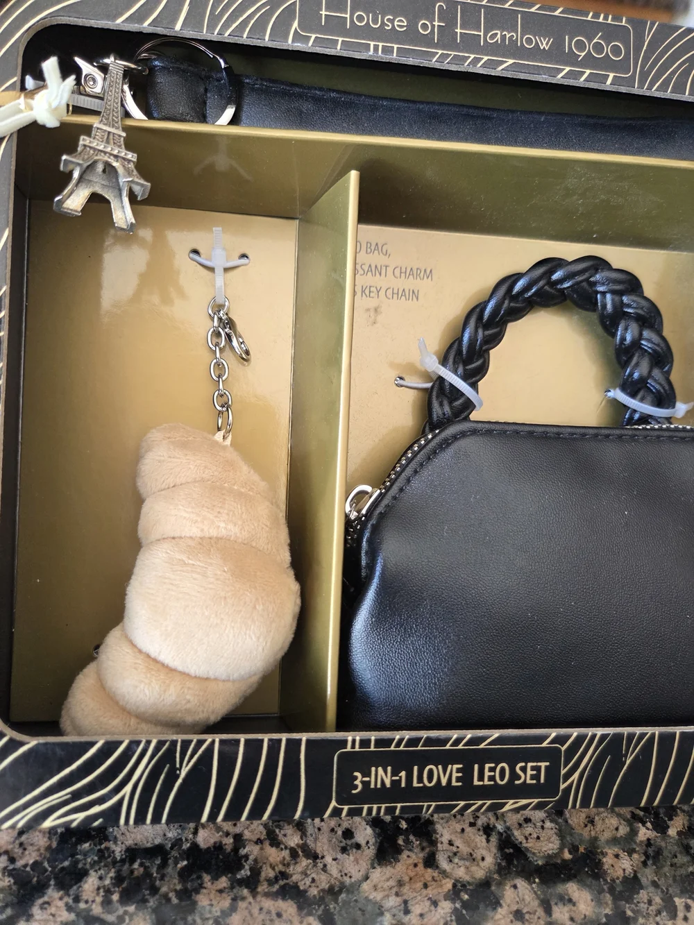 House of Harlow 1960 Black 3-in-1 Love Leo Nano Bag Gift Set NWT - Picture 2 of 6